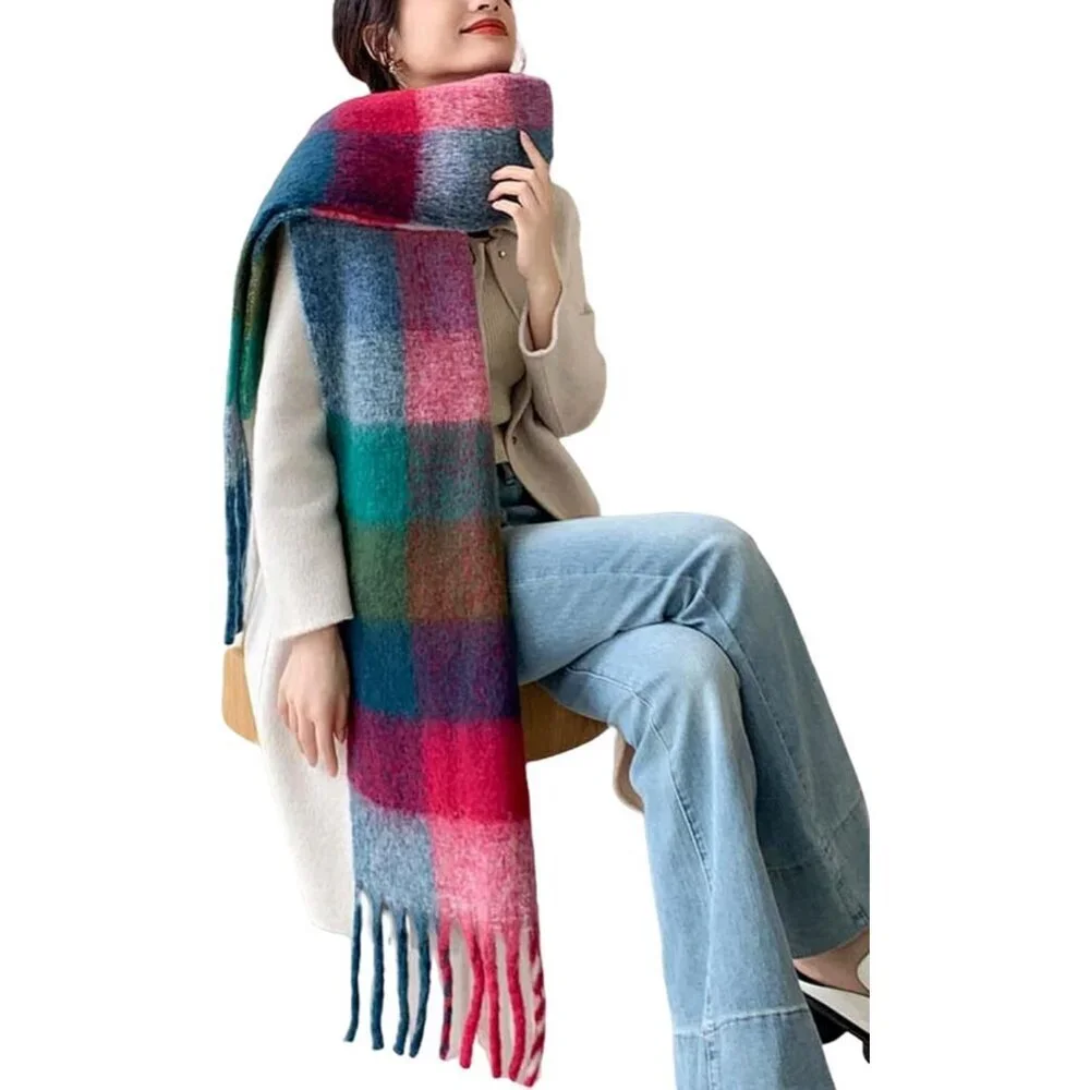 Women's Purple Red Green Winter Warm Shawl Cold Weather Thick Blanket Scarfs